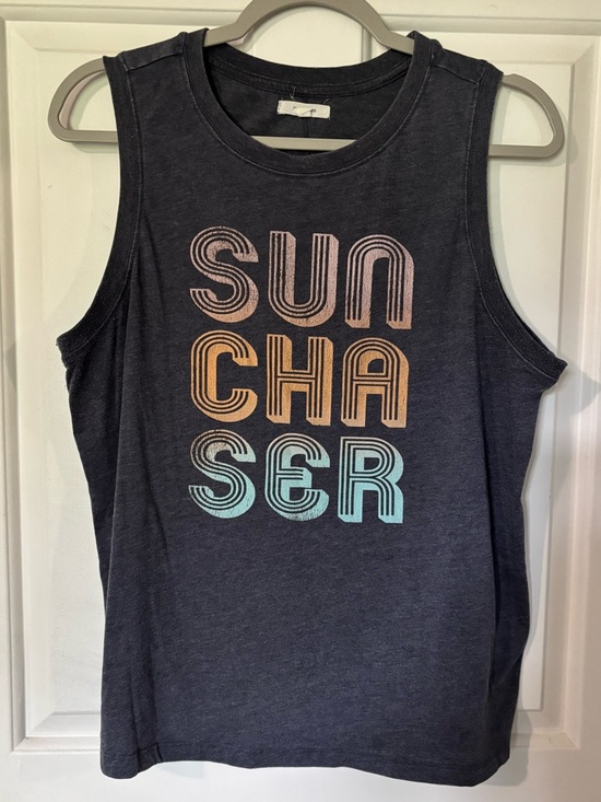 Maurices Tops - Maurices blue vintage look tank with “SUNCHASER” on front. Some piling. Large.